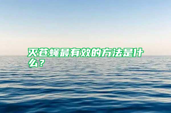滅蒼蠅最有效的方法是什么？