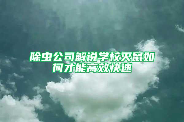 除蟲公司解說學校滅鼠如何才能高效快速