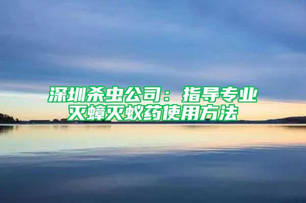 深圳殺蟲公司：指導專業滅蟑滅蟻藥使用方法