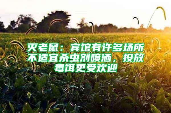 滅老鼠：賓館有許多場所不適宜殺蟲劑噴灑，投放毒餌更受歡迎