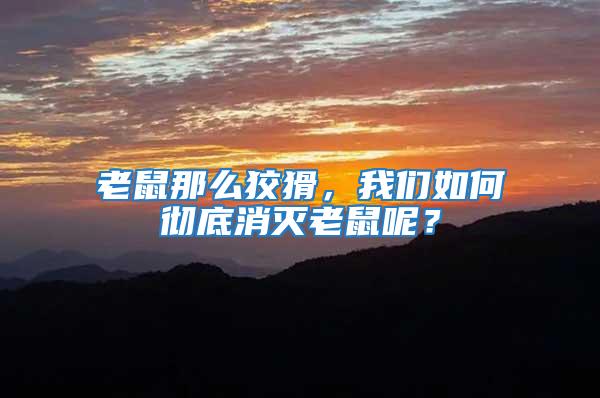 老鼠那么狡猾，我們如何徹底消滅老鼠呢？