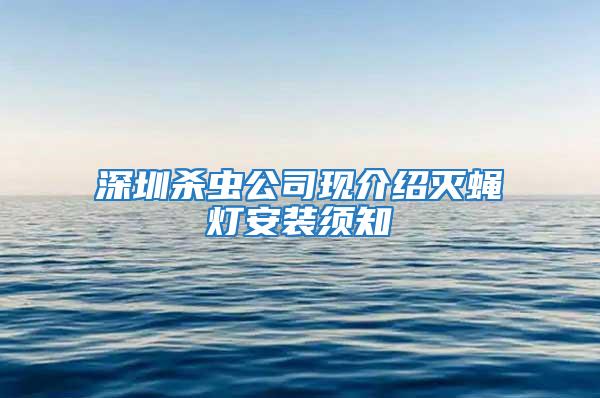 深圳殺蟲公司現介紹滅蠅燈安裝須知