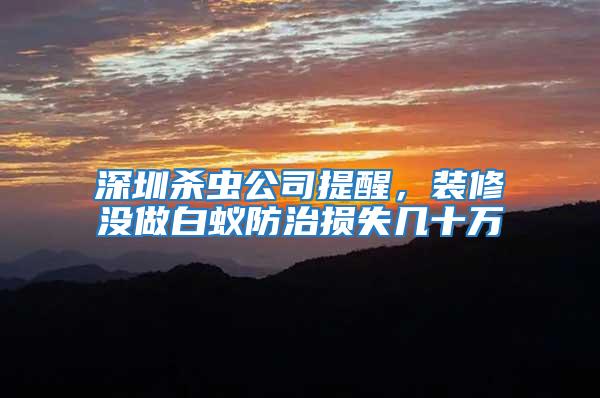 深圳殺蟲公司提醒，裝修沒做白蟻防治損失幾十萬