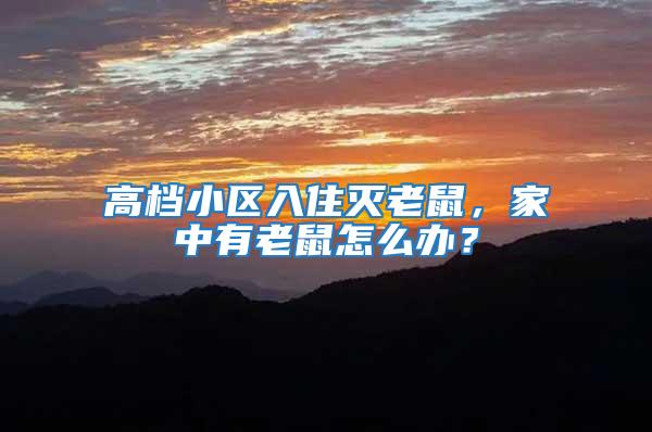 高檔小區入住滅老鼠，家中有老鼠怎么辦？