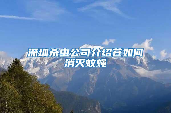 深圳殺蟲公司介紹蒼如何消滅蚊蠅