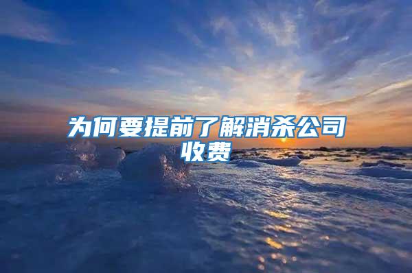 為何要提前了解消殺公司收費