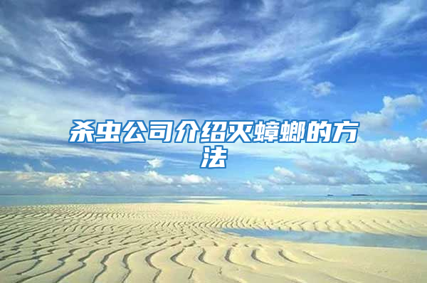 殺蟲公司介紹滅蟑螂的方法