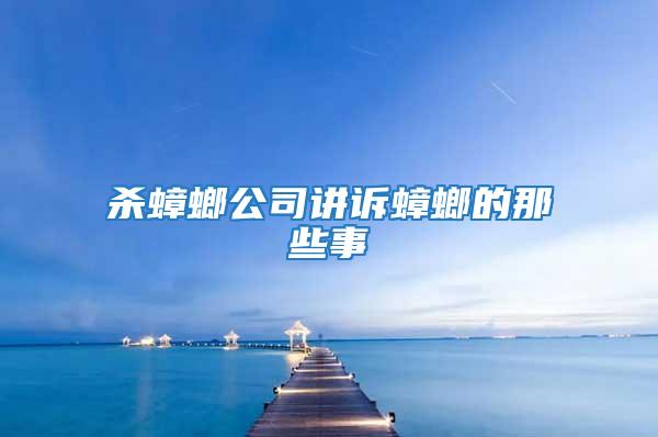 殺蟑螂公司講訴蟑螂的那些事