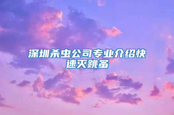 深圳殺蟲公司專業介紹快速滅跳蚤